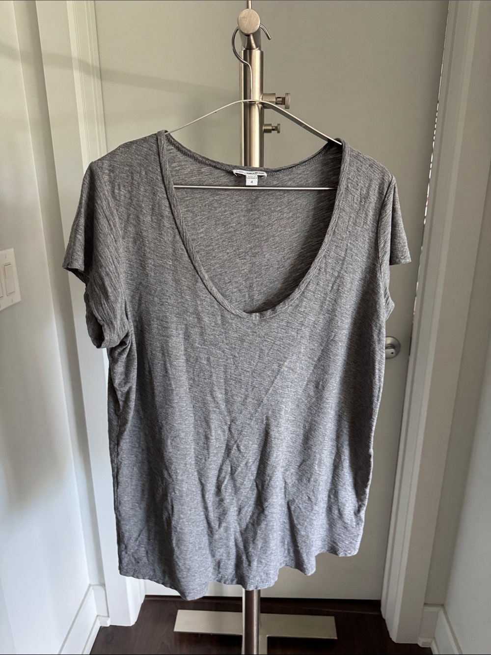 James Perse Heather Gray Scoop Neck Short Sleeve Tee